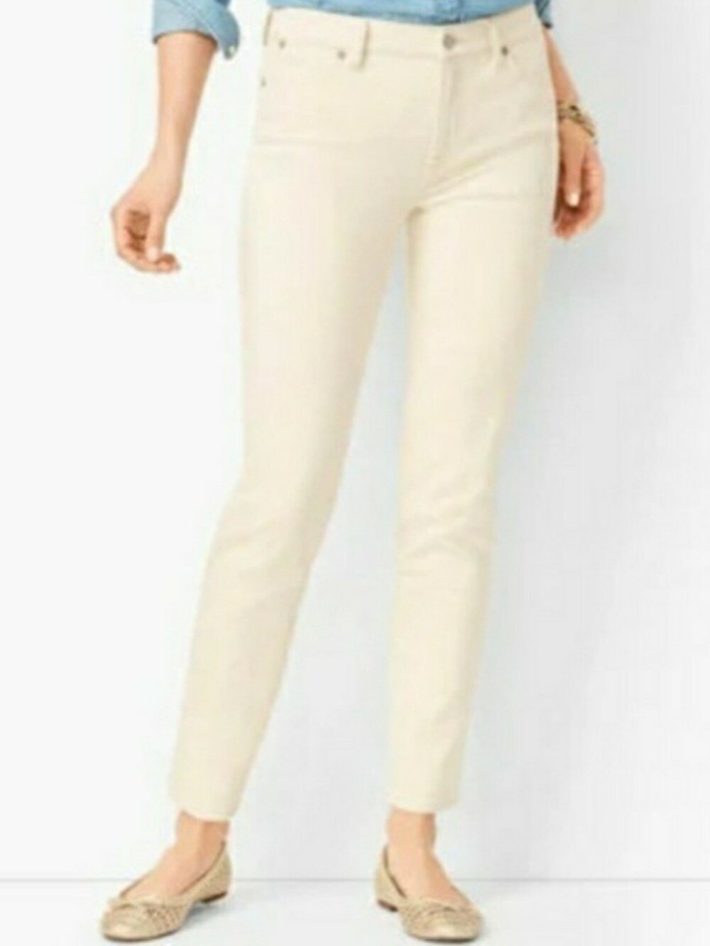 Talbots Slim Ankle Jeans in Cream  - Size 12